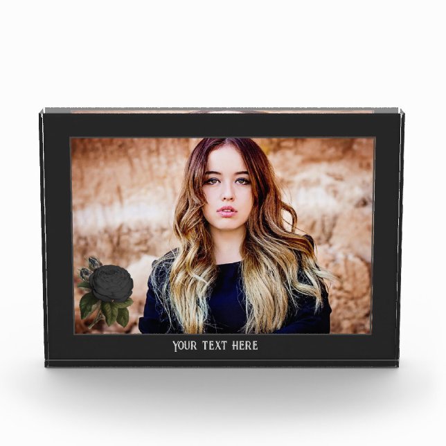 Vintage Gothic Black Rose Foto Personalisiert (Vorderseite)