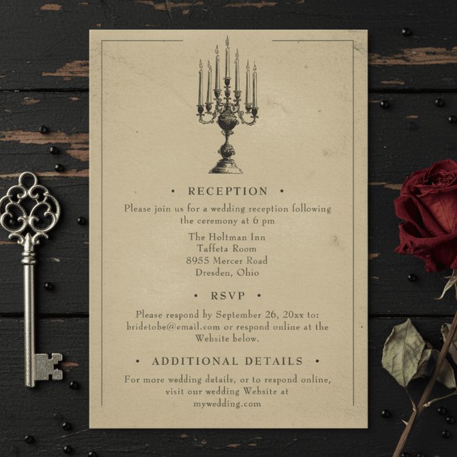 Vintage Gothic Black Toile Tan Wedding Begleitkarte (Von Creator hochgeladen)