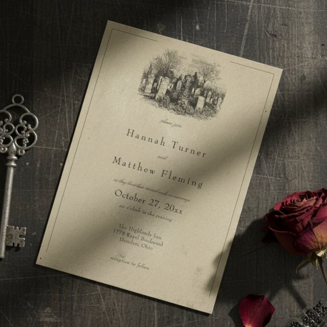 Vintage Gothic Black Toile Tan Wedding Einladung (Von Creator hochgeladen)