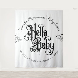 Vintage Gothic Dark Hello Baby Shower backdrop Wandteppich