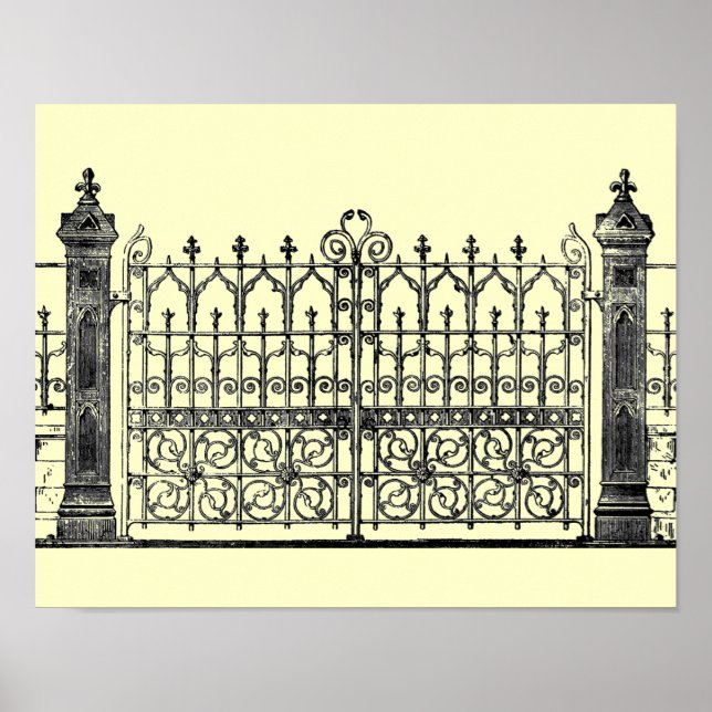 Vintage Gothic Fence and Gate Poster (Vorne)