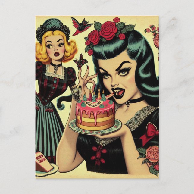 Vintage Gothic Girls Postkarte (Vorderseite)