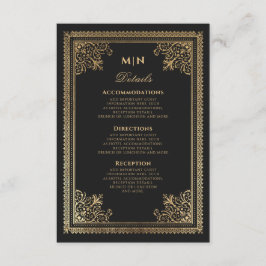 Vintage Gothic Gold Viktorianische Hochzeitdetails Begleitkarte