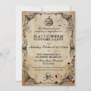 Vintage-Gothic-Halloween-Kostüm-Party-Einladung