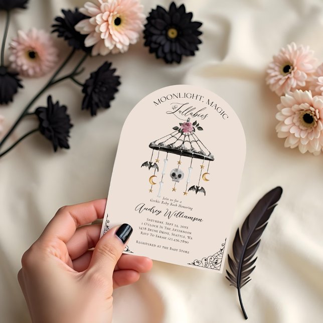 Vintage Gothic Halloween Mobile Spooky Baby Dusche Einladung (Vintage Gothic Halloween Mobile Spooky Baby Shower Invitation)