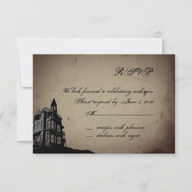 Vintage Gothic House Wedding Response Card Einladung (Vorderseite)