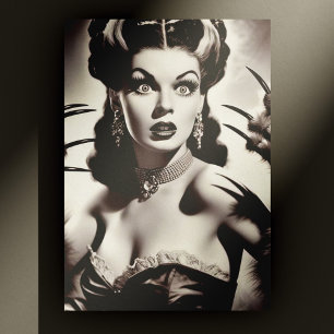 Vintage-Gothik-Vampir-Frau Postkarte