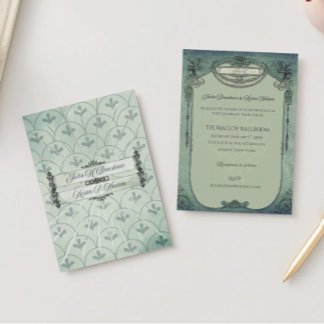 Vintage Gothique Sage Vert Mariage Foil Invitation
