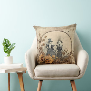 Vintage gothische Hexen Herbstpergament Kissen