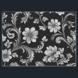 Vintage gotische Damaskus-Schwarz-Silber-Decoupage Seidenpapier<br><div class="desc">Vintager Retro-Look für das Papiertaschentuch,  das sich ideal für Dekodierungen,  Kreaturen,  Schrottbücher,  Geschenkpackungen oder zum Befüllen von Geschenktaschen eignet. Gotische schwarz-silberne Damast-Blume.</div>