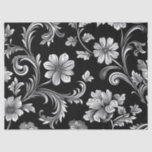 Vintage gotische Damaskus-Schwarz-Silber-Decoupage Seidenpapier<br><div class="desc">Vintager Retro-Look für das Papiertaschentuch,  das sich ideal für Dekodierungen,  Kreaturen,  Schrottbücher,  Geschenkpackungen oder zum Befüllen von Geschenktaschen eignet. Gotische schwarz-silberne Damast-Blume.</div>