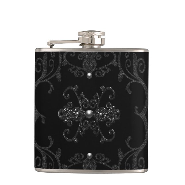 Vintage gotische Eleganz-Juwelen Flachmann (Vorderseite)