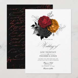 Vintage gotische Halloween-Blumengestalt Einladung