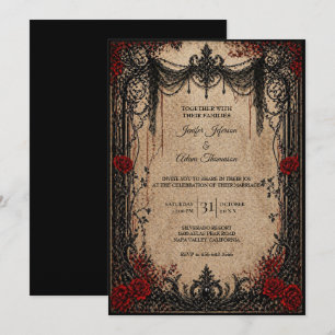 Vintage-Gotische Halloween-Hochzeitseinladung Einladung