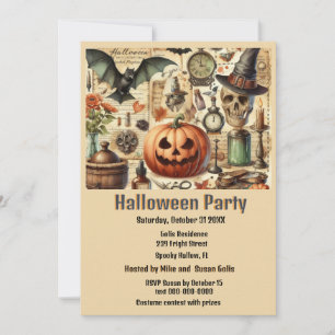 Vintage-Gotische Halloween-Party  Einladung