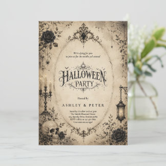 Vintage-Gotische-Halloween-Party-Einladung Einladung