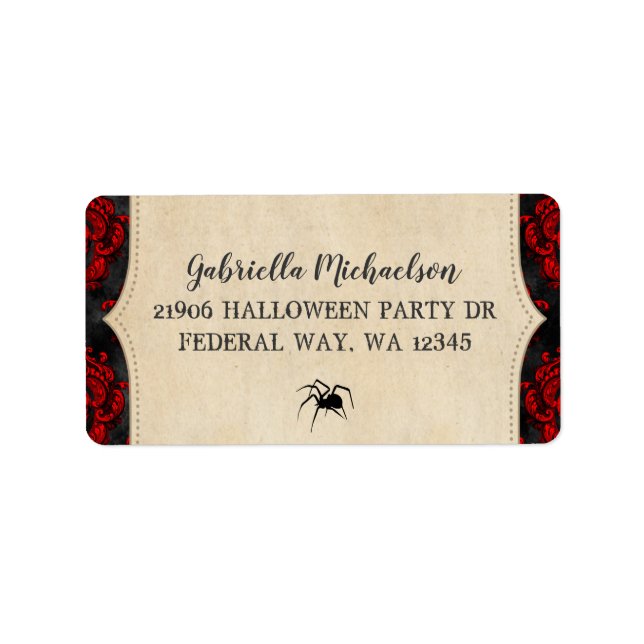 Vintage Gotische Halloween-Rücksendeadresse Adressaufkleber (Vorne)