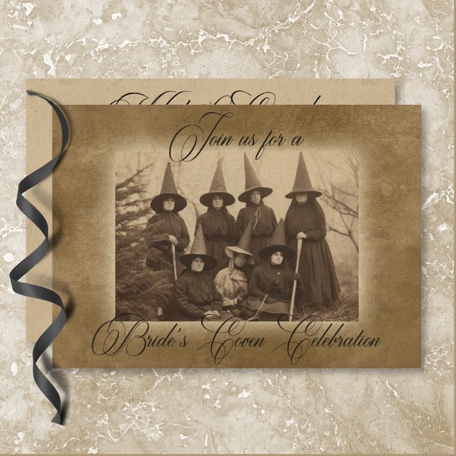 Vintage Gotische Hexen Halloween-Brautparty Einladung (Vintage Gothic Witches Novelty Bridal Shower Invitation)