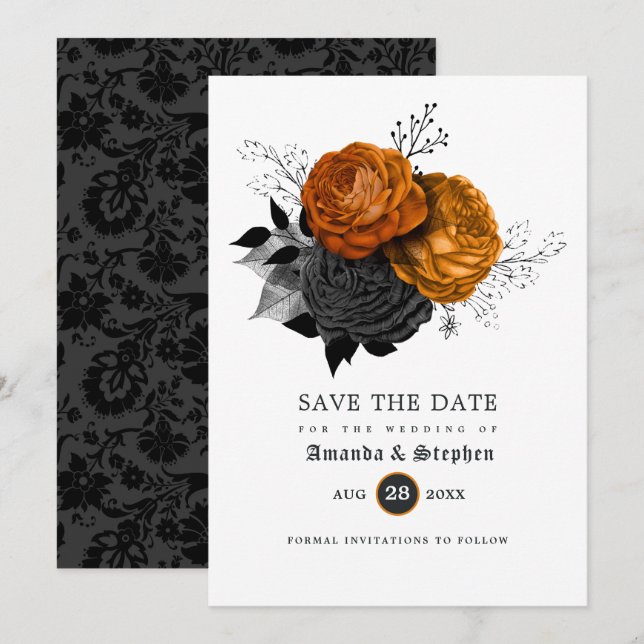 Vintage gotische Hochzeit Save The Date (Vorne/Hinten)