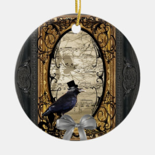Vintage gotische Hochzeitskrähe Keramik Ornament
