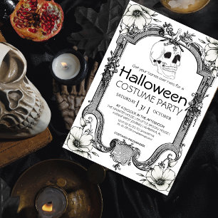 Vintage-Gotische klassische Halloween-Kostenümpart Einladung