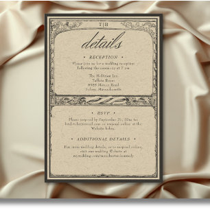 Vintage gotische Mittelalterliche Hochzeitsdetails Begleitkarte