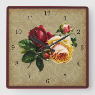 Vintage gotische Rose Quadratische Wanduhr
