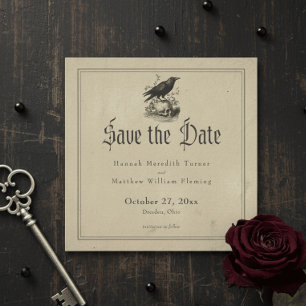 Vintage gotische schwarze Toile-Braun-Hochzeit Save The Date