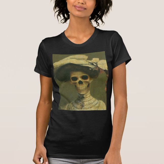 Vintage gotische Skeleton Dame T-Shirt (Vorderseite)