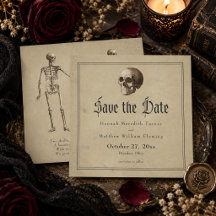 Vintage-Gotische-Skelett-Hochzeit zu Halloween