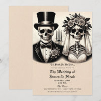 Vintage gotische Skelettbrücke & Groom Hochzeit