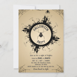 Vintage-Gotische-Spinnennetz-Halloween-Party Einladung