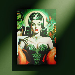 Vintage-Gotische Vampirfrau Postkarte