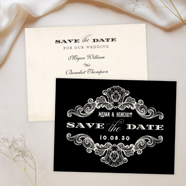 Vintage gotische Zierhochzeit Save The Date (Von Creator hochgeladen)