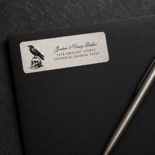 Vintage-Gotischer-Raben-Schädel-Halloween-Schrift