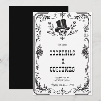 Vintage-Gotischer-Skull-Halloween-Party Einladung