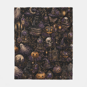 Vintage-Gotisches Halloween-Spooky-Night-Muster Fleecedecke