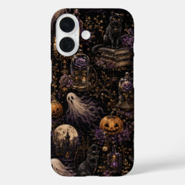 Vintage-Gotisches Halloween-Spooky-Night-Muster iPhone 16 Hülle
