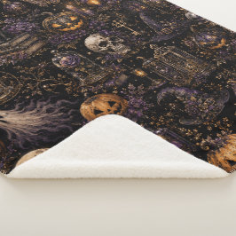 Vintage-Gotisches-Halloween-Spooky-Night-Muster Sherpadecke