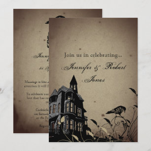 Vintage-Gotisches-Haus-Totenkopf-Rabe-Jubiläum Einladung