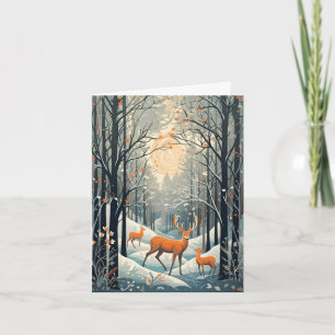 Vintage-Gouache-Style-Winterhirsch-Leerkarte