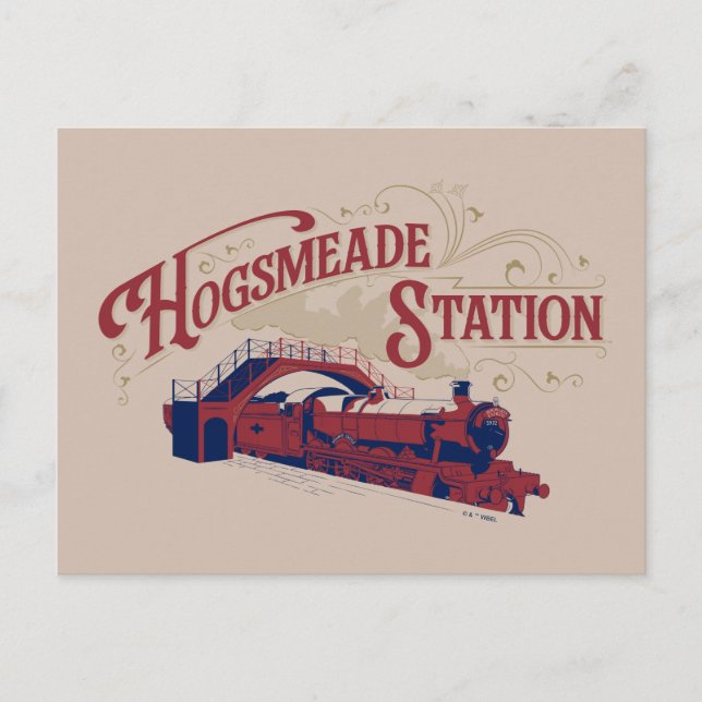 VINTAGE Grafik der HOGSMEADE-Station Postkarte (Vorderseite)