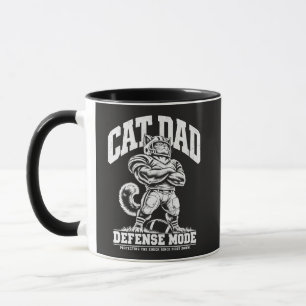 Vintage-Grafik Weißer Fußball 'Cat Dad' Tasse