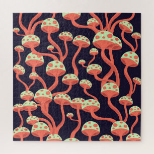 Vintage Grafikmushrooms Nahtloses Muster