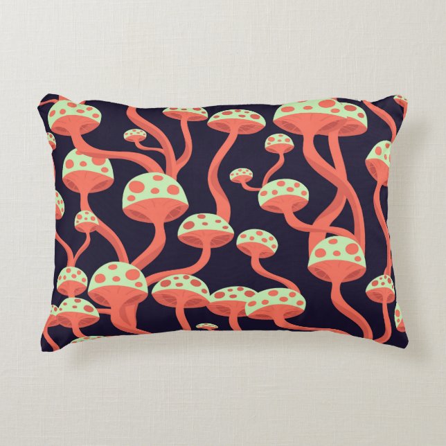 Vintage Grafikmushrooms Nahtloses Muster Dekokissen (Vorderseite)