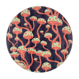 Vintage Grafikmushrooms Nahtloses Muster Schneidebrett