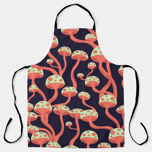 Vintage Grafikmushrooms Nahtloses Muster Schürze (Vorderseite)