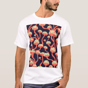 Vintage Grafikmushrooms Nahtloses Muster T-Shirt