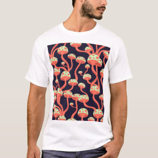 Vintage Grafikmushrooms Nahtloses Muster T-Shirt