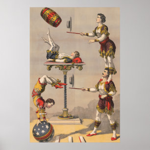 Vintage grafische Darstellung eines Akrobatischen  Poster